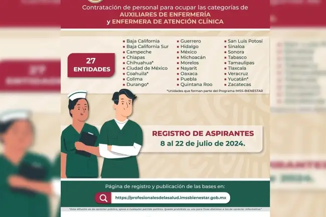 Busca IMSS Bienestar auxiliares de enfermería