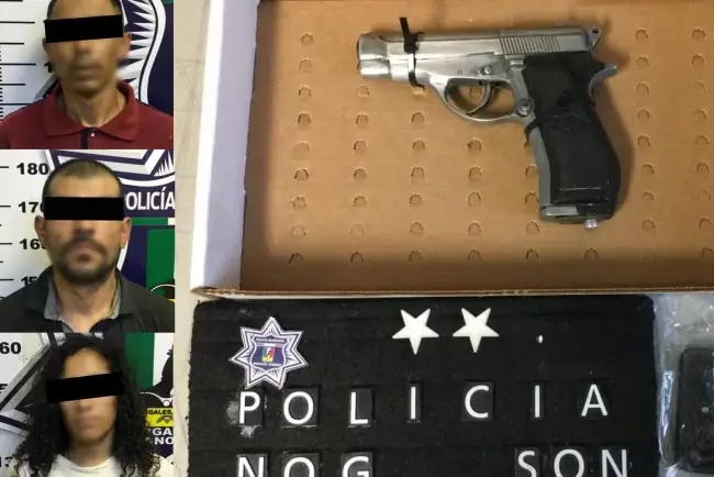 Detienen a 2 hombres y una mujer que estaban armados