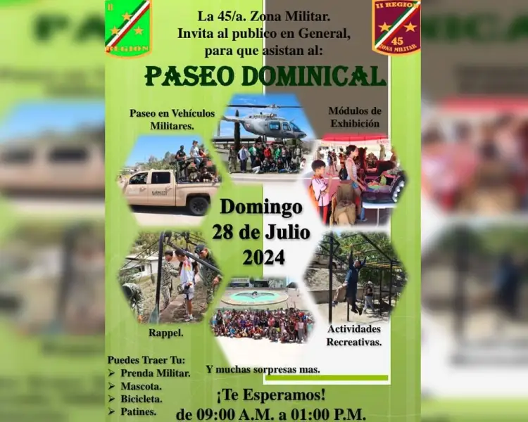 Invitan a tradicional paseo dominical en cuartel militar