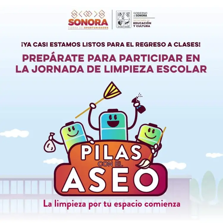 Invita SEC Sonora a participar en la jornada de limpieza escolar "Pilas con el aseo"
