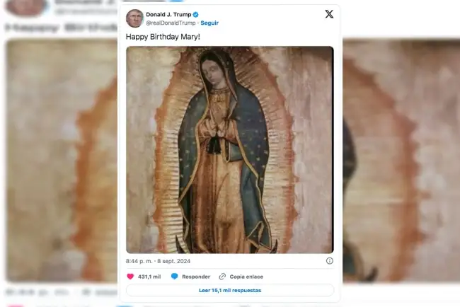 Publica Trump felicitación a la Virgen de Guadalupe