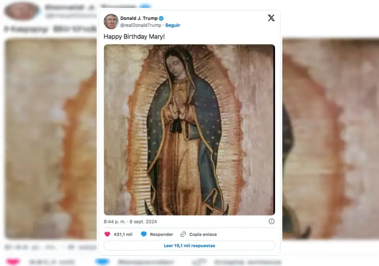 Publica Trump felicitación a la Virgen de Guadalupe