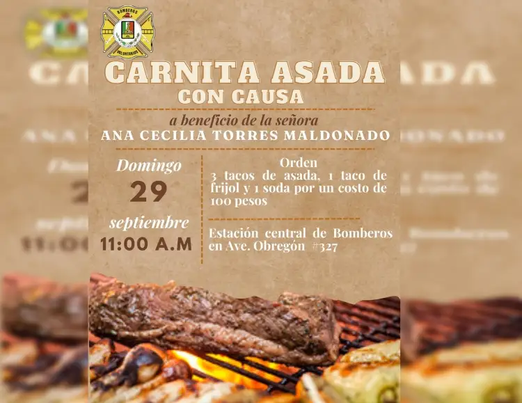 Harán carne asada en apoyo de mamá de bombero