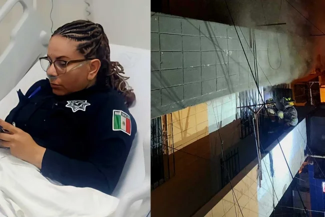 Rescata oficial a hombre inconsciente de casa en llamas