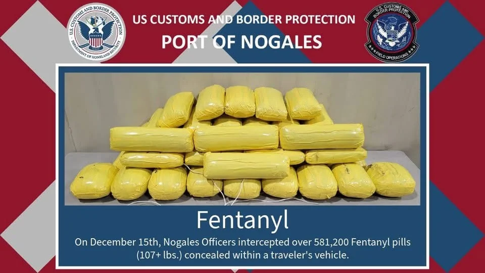 Decomisan 48 kilos de fentanilo ocultos en vehículo que cruzaba por Nogales