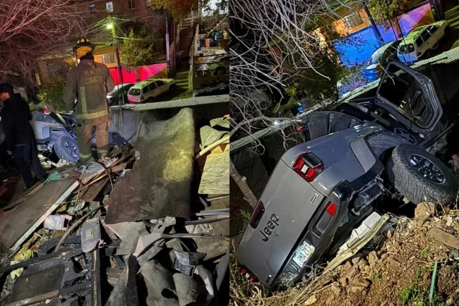 Jeep cae sobre el techo de una vivienda en Nogales; el GPS lo llevó por el camino equivocado