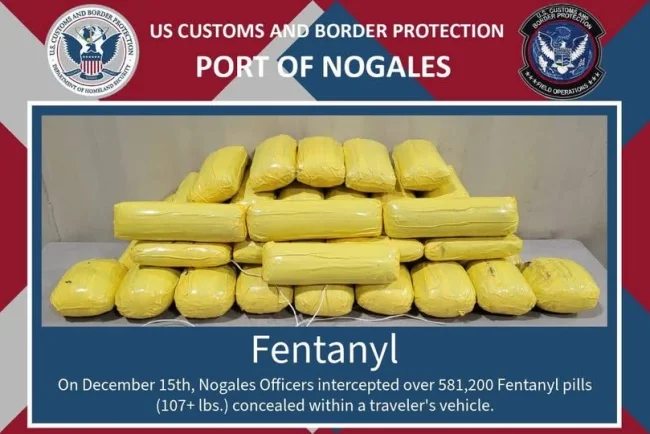 Decomisan 48 kilos de fentanilo ocultos en vehículo que cruzaba por Nogales