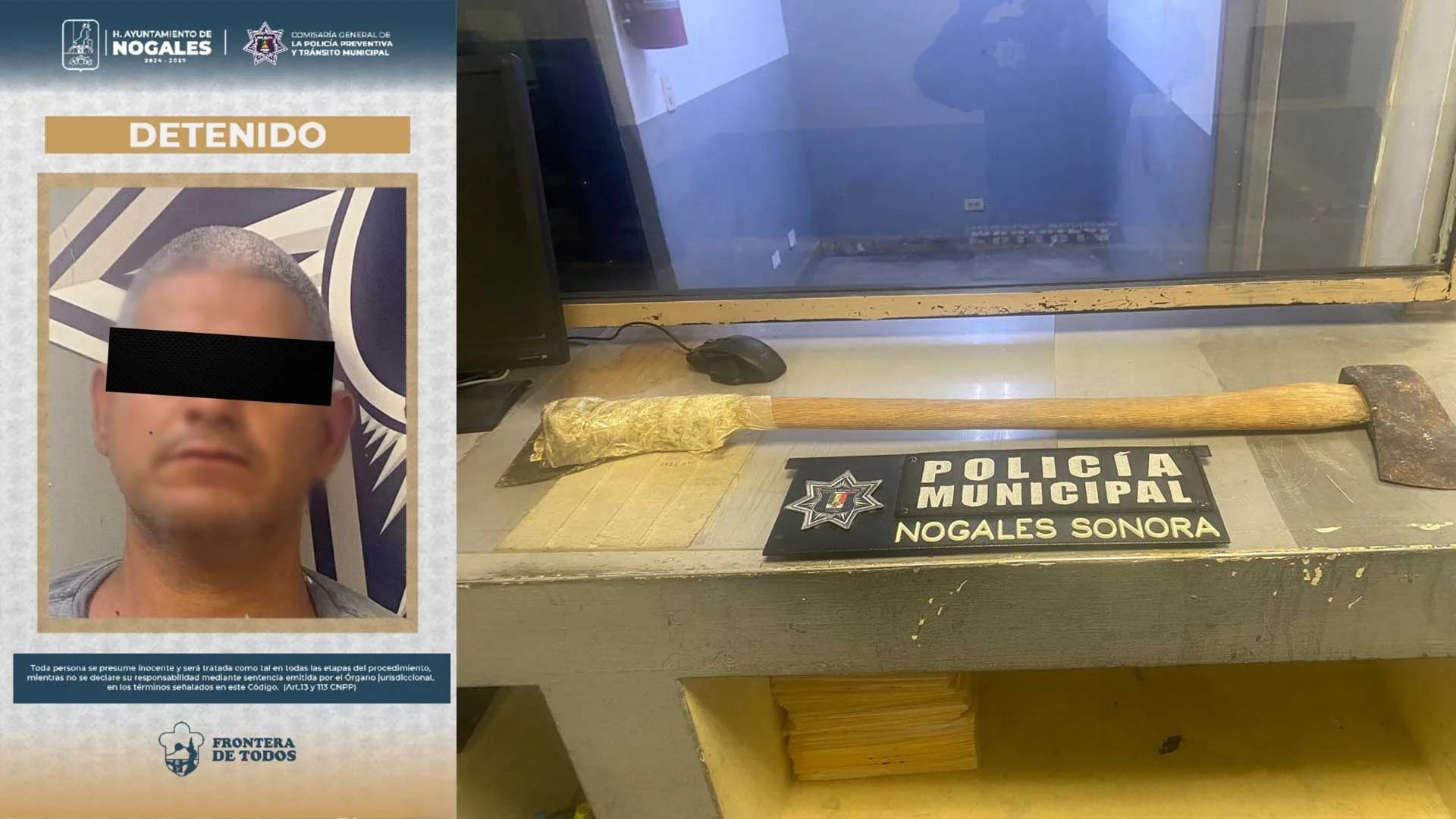 Detienen a sujeto por violencia familiar; amenazaba a una mujer con un hacha