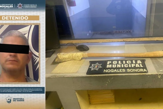 Detienen a sujeto por violencia familiar; amenazaba a una mujer con un hacha