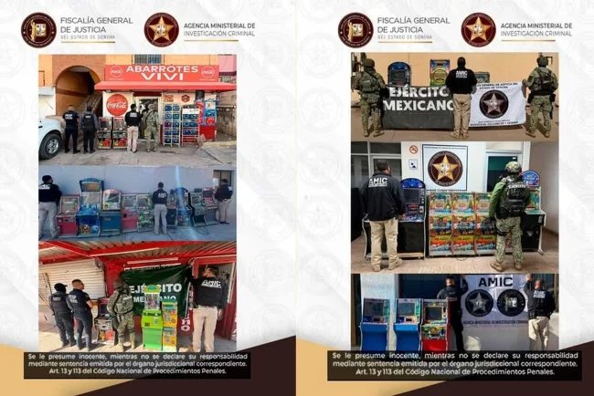 Aseguran 33 máquinas tragamonedas ilegales en cinco municipios de Sonora