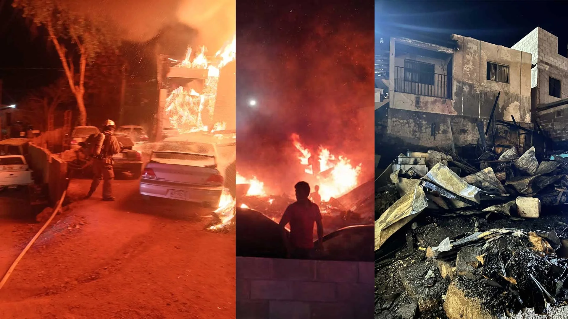 Fuego destruye taller de carpintería y daña vehículo en Nogales