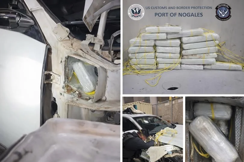 Aseguran fentanilo y cocaína ocultos en vehículos en la frontera de Nogales