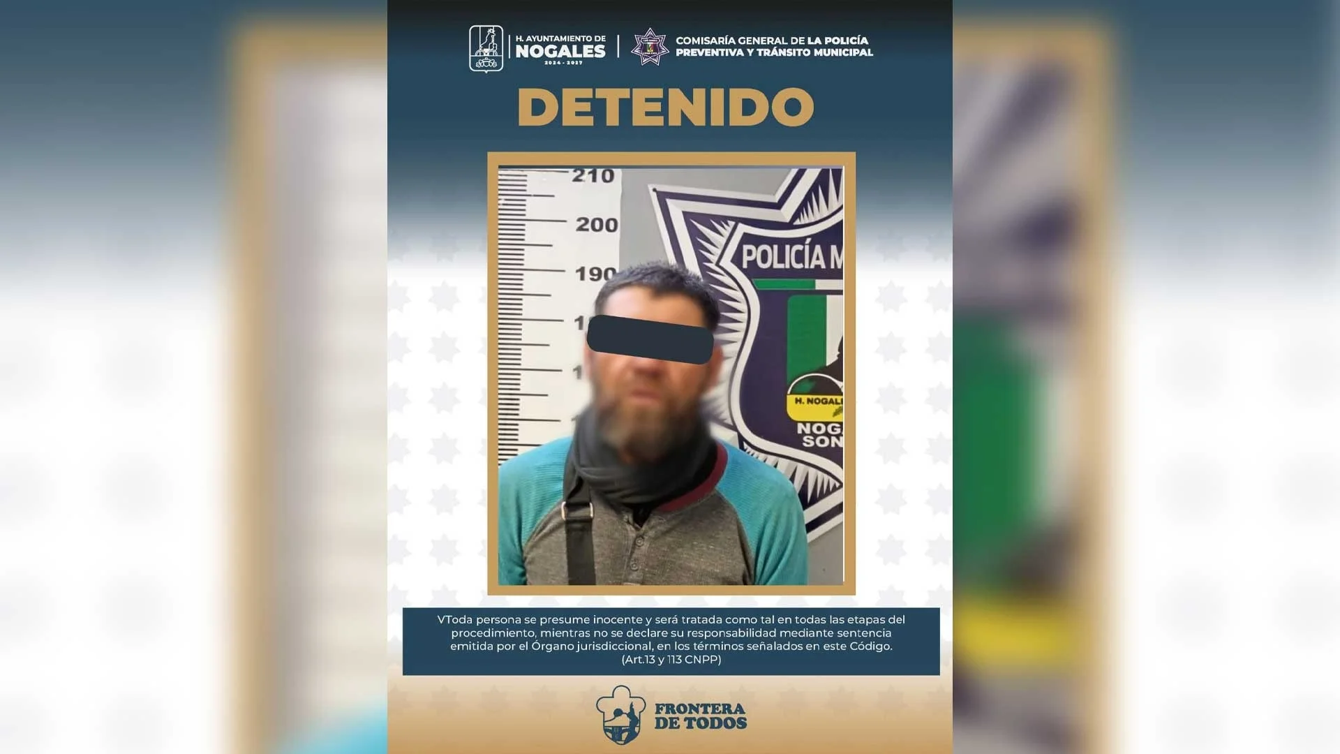 Arrestan a hombre tras ser sorprendido dentro de una vivienda en Nogales