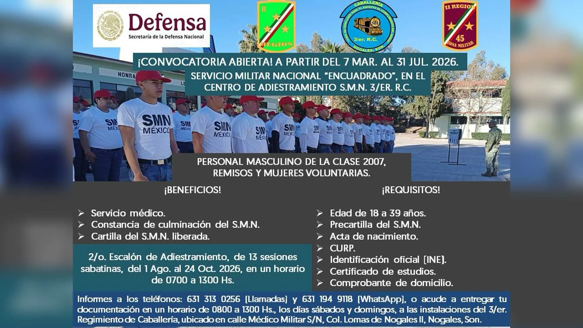 Invitan a jóvenes a cumplir Servicio Militar Nacional con adiestramiento en Nogales