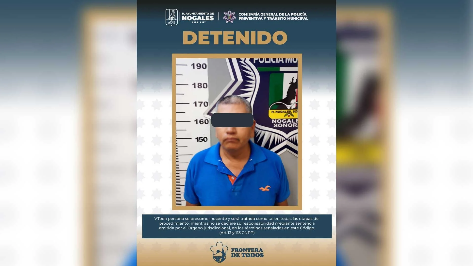 Arrestan a individuo tras caso de violencia contra su ex pareja en Nogales