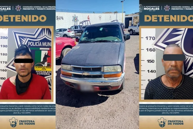 Recuperan pick up robado y detienen a dos hombres en Nogales