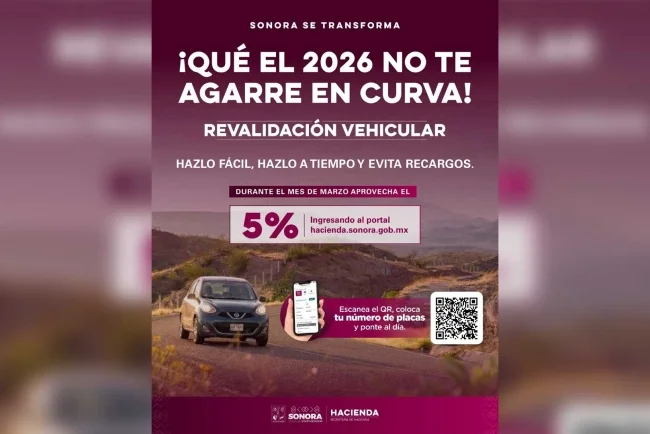 Revalidación vehicular 2026 vence el 31 de marzo en Sonora