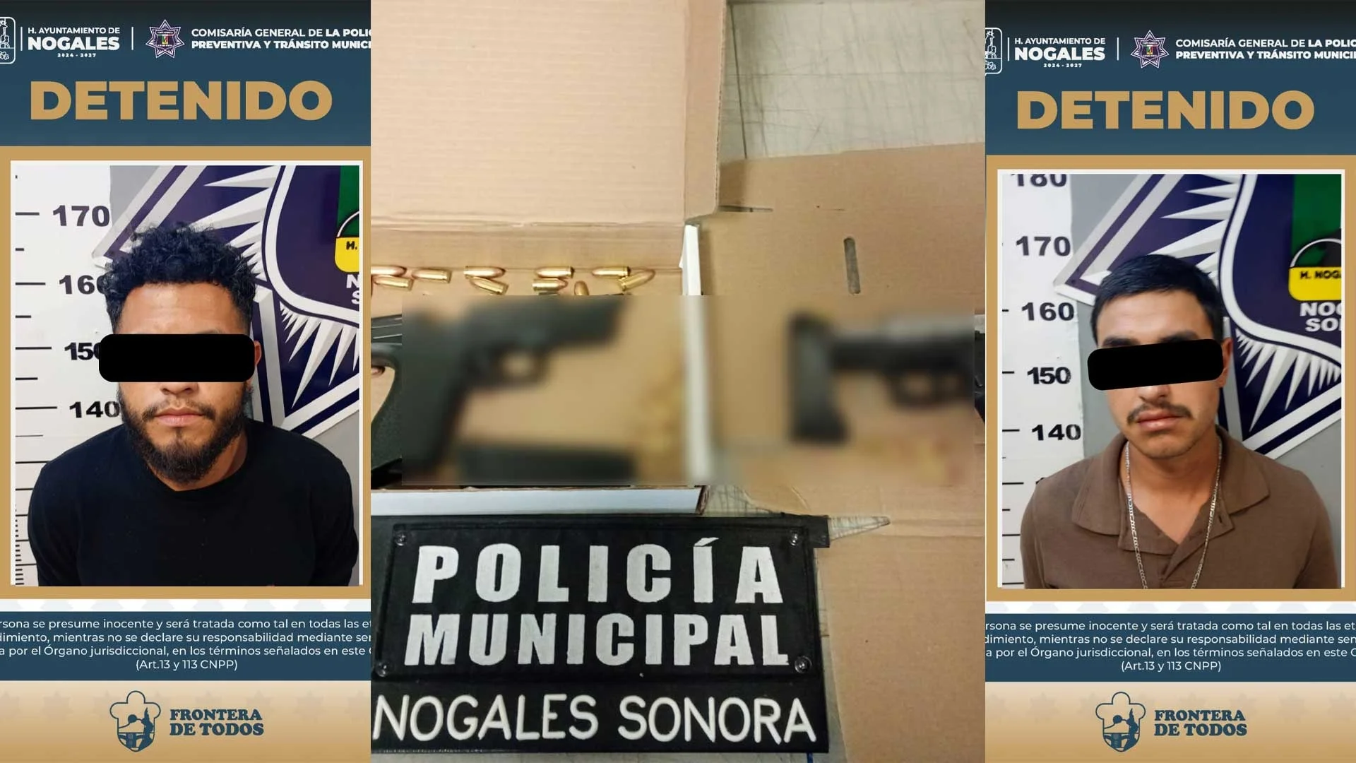 Caen dos armados tras persecución en calles de Nogales