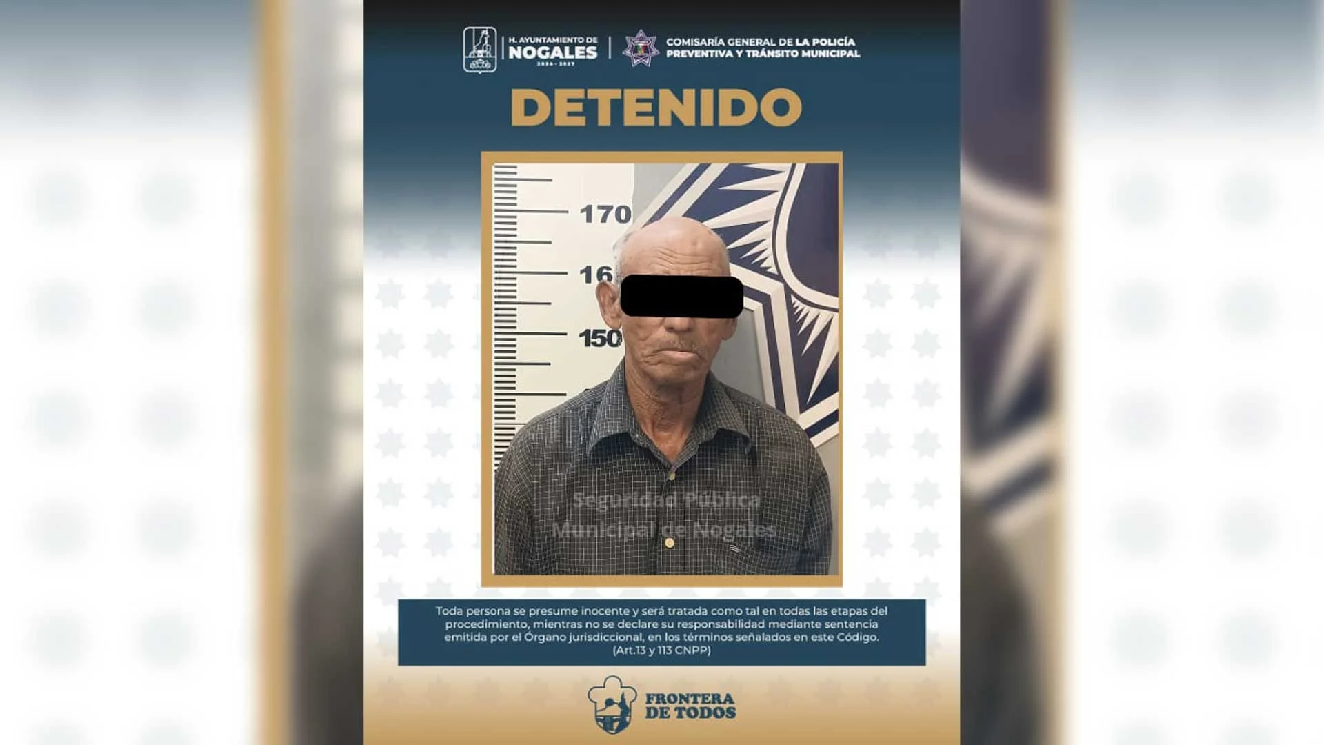Detienen a sexagenario por violencia familiar y amenazas en Nogales