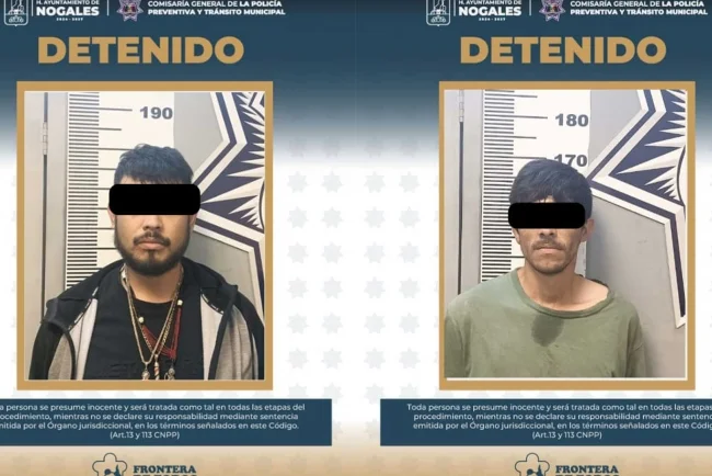 Capturan a dos presuntos robacarros en Lomas de Nogales