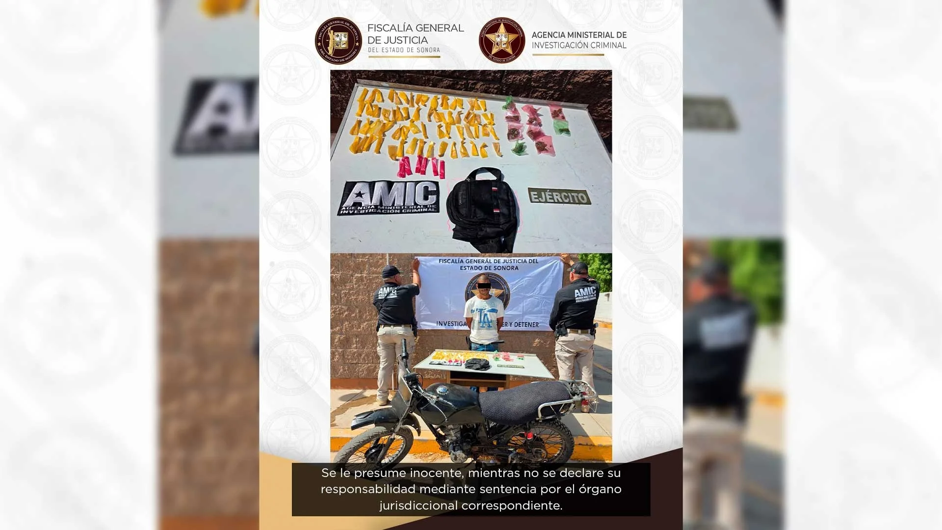 Operativo conjunto en Bácum deja un detenido y el aseguramiento de metanfetamina y marihuana