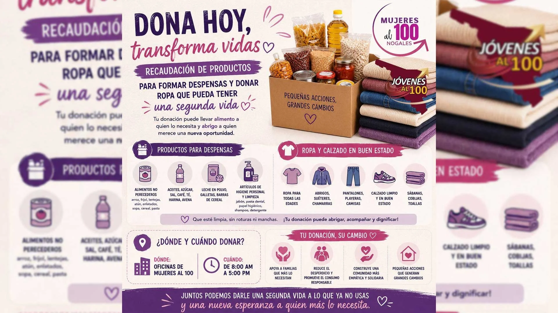 Angélica Burgos anuncia centro de acopio de Mujeres al 100 en apoyo al comedor de la Colosio