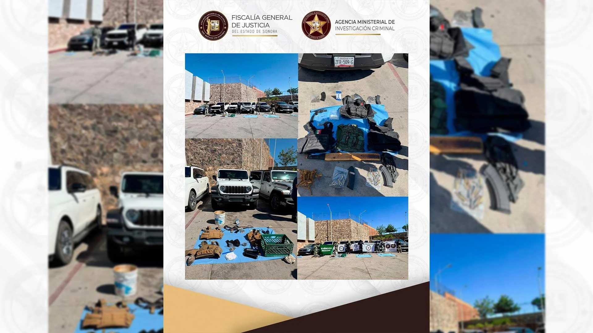 Cateo en Nogales deja decomiso de armas, droga y vehículos vinculados a presuntos delitos federales