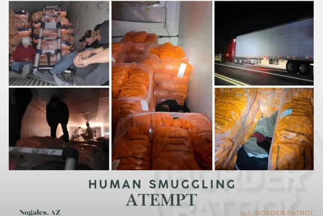Rescatan a 11 migrantes ocultos en tráiler de carga; conductor enfrenta cargos por tráfico de personas