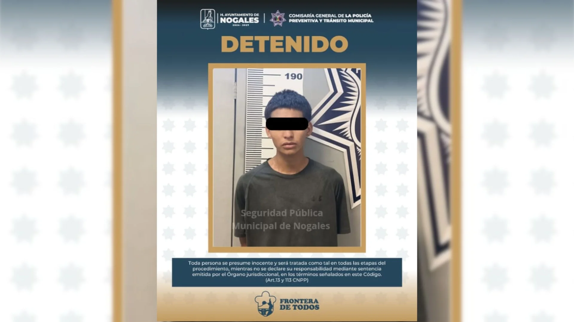 Capturan a hombre armado con cuchillo tras persecución en el Centro de Nogales
