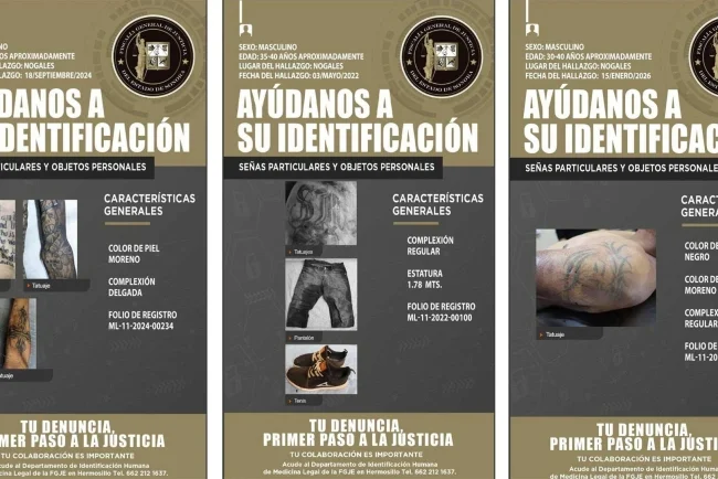 Piden apoyo para identificar 65 personas sin nombre localizadas en Nogales