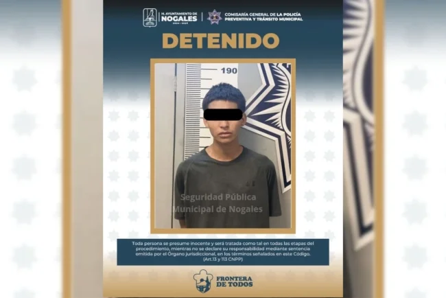 Capturan a hombre armado con cuchillo tras persecución en el Centro de Nogales