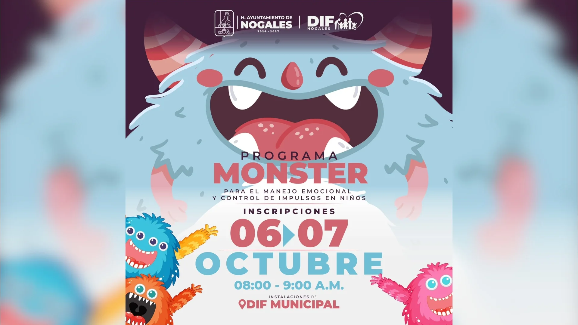 DIF Nogales abre inscripciones al programa Monster para niñas y niños de 6 a 12 años