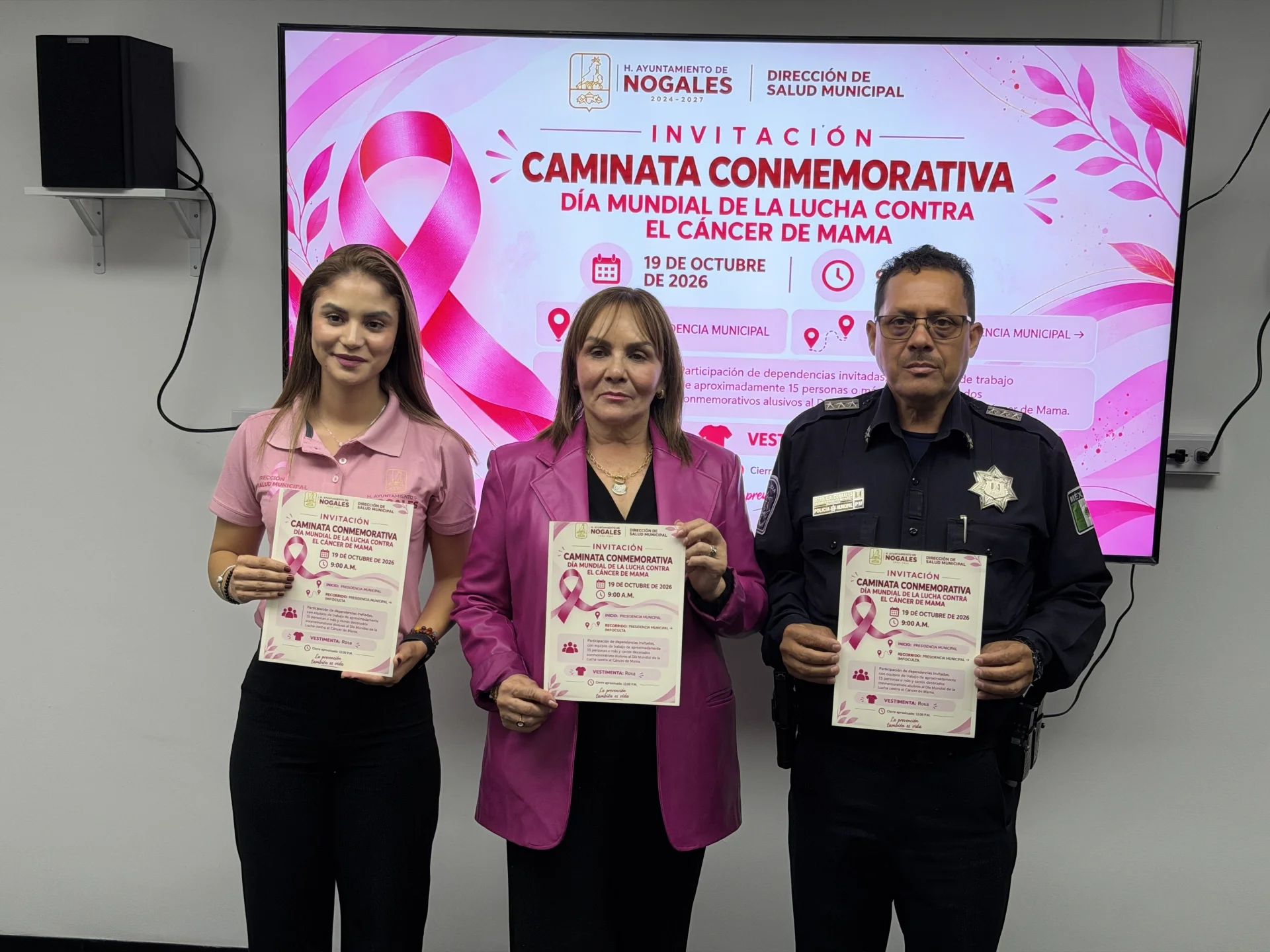Promueven prevención del cáncer de mama con Marcha Rosa en Nogales