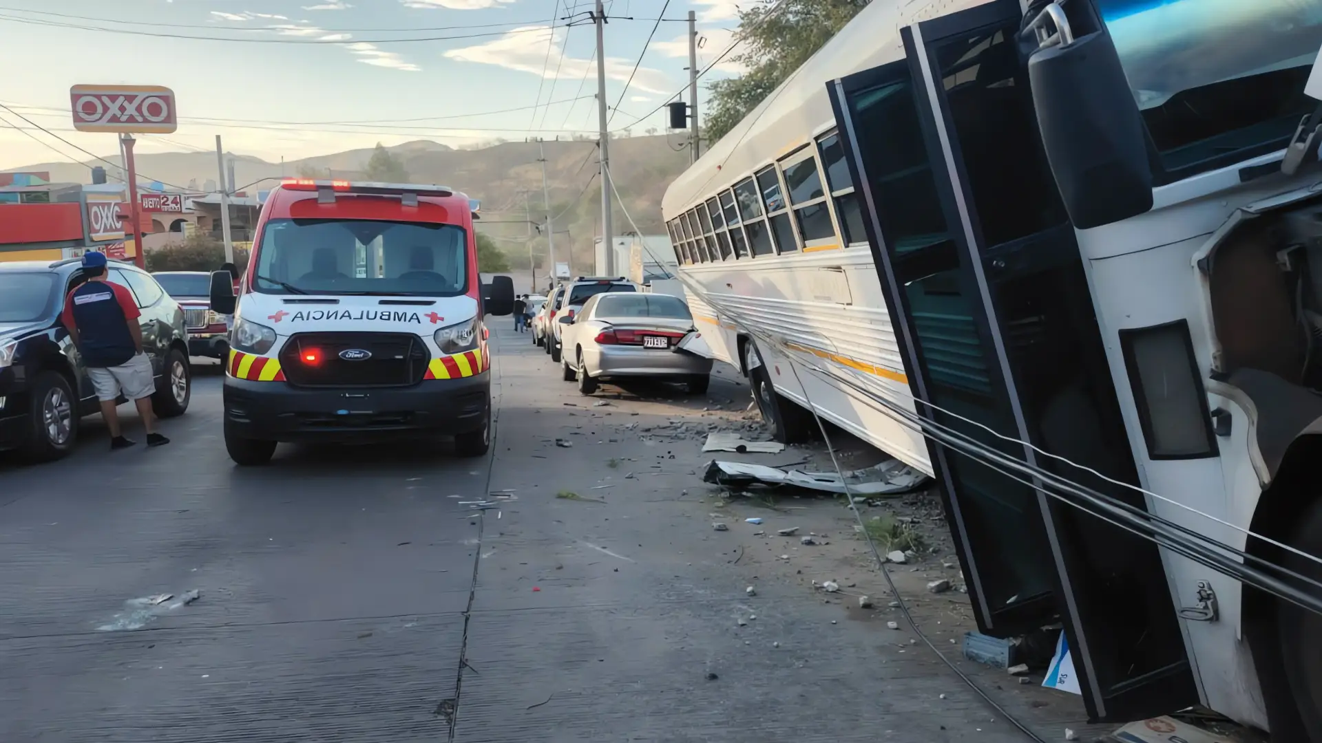 Choque de camión en Las Bellotas deja una mujer grave y tres vehículos dañados
