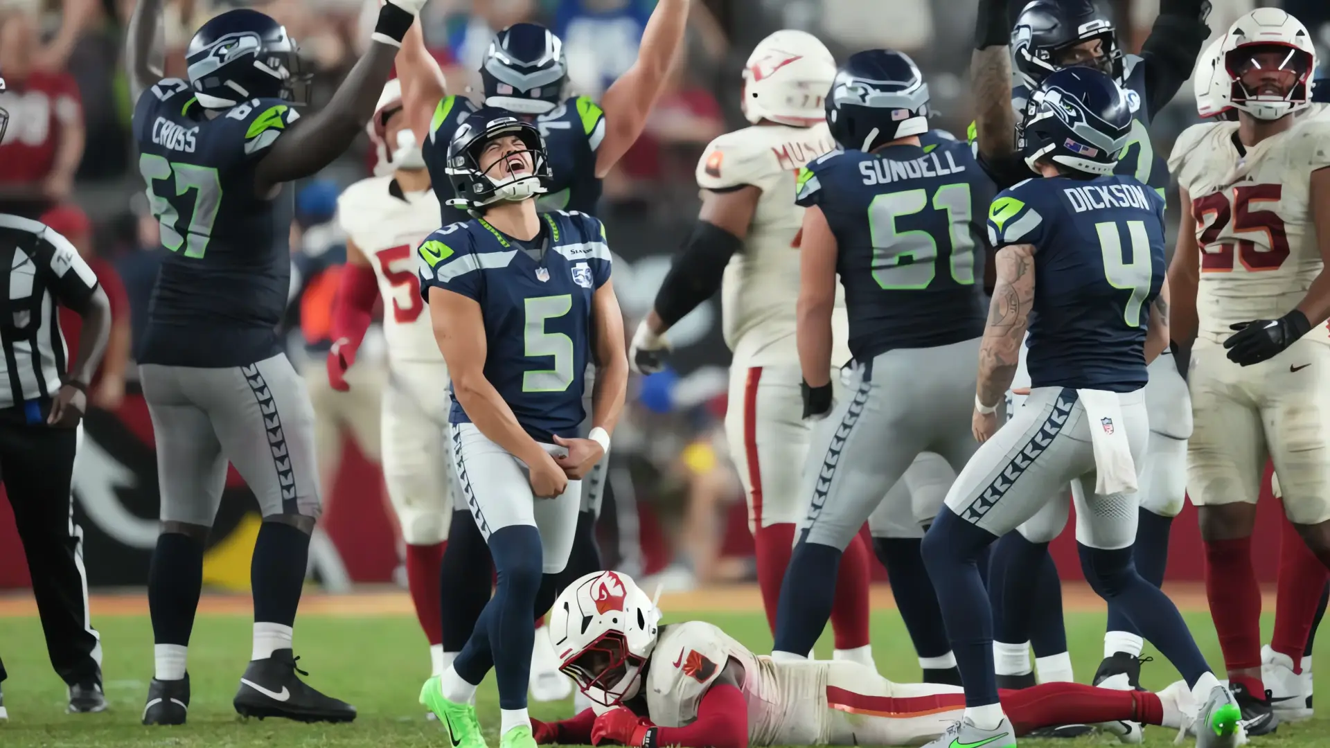 Seahawks derrotan a los Cardinals 23-20 con field goal de Myers en el último segundo
