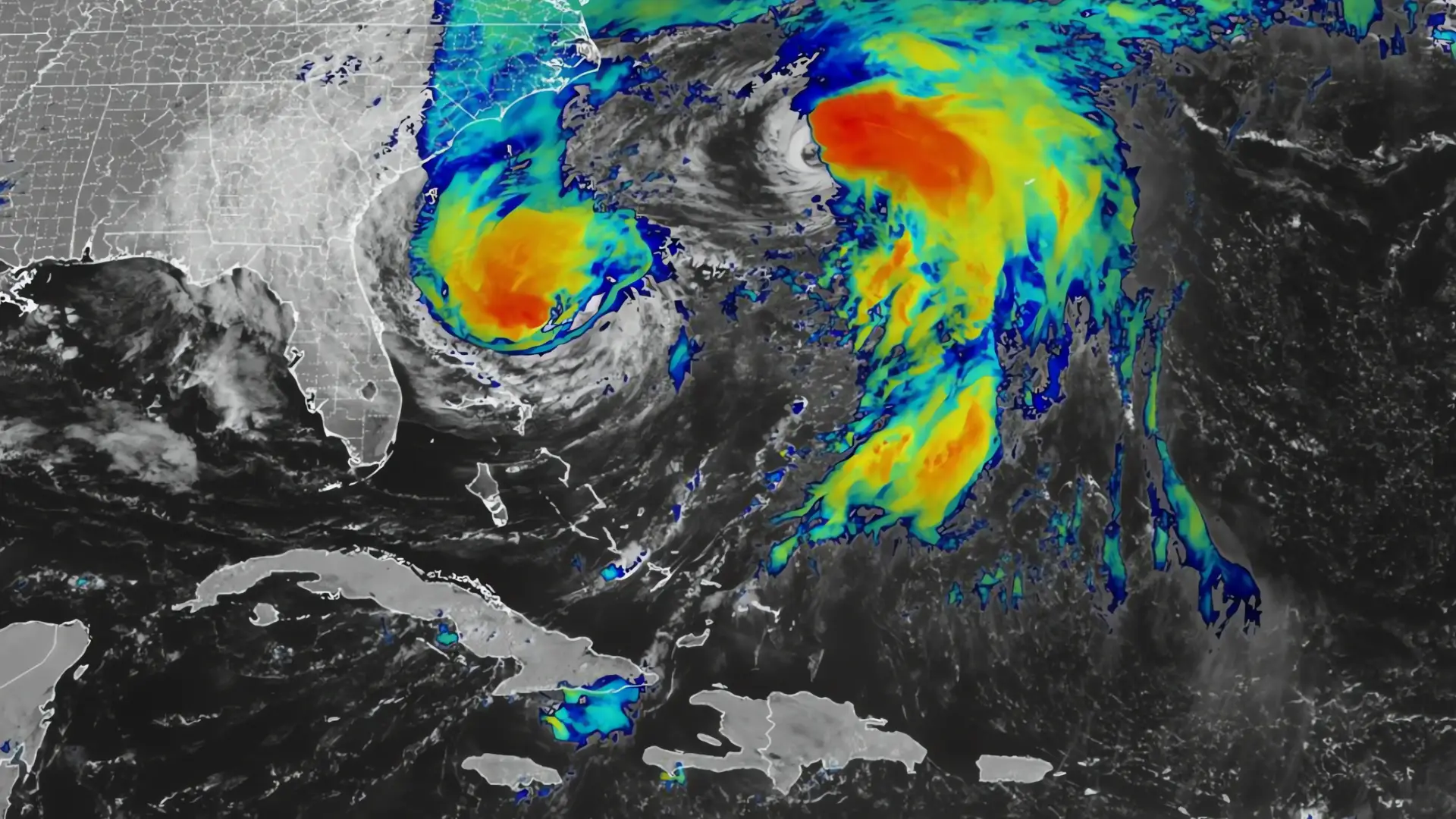 Huracanes Imelda y Humberto escenifican el efecto Fujiwhara