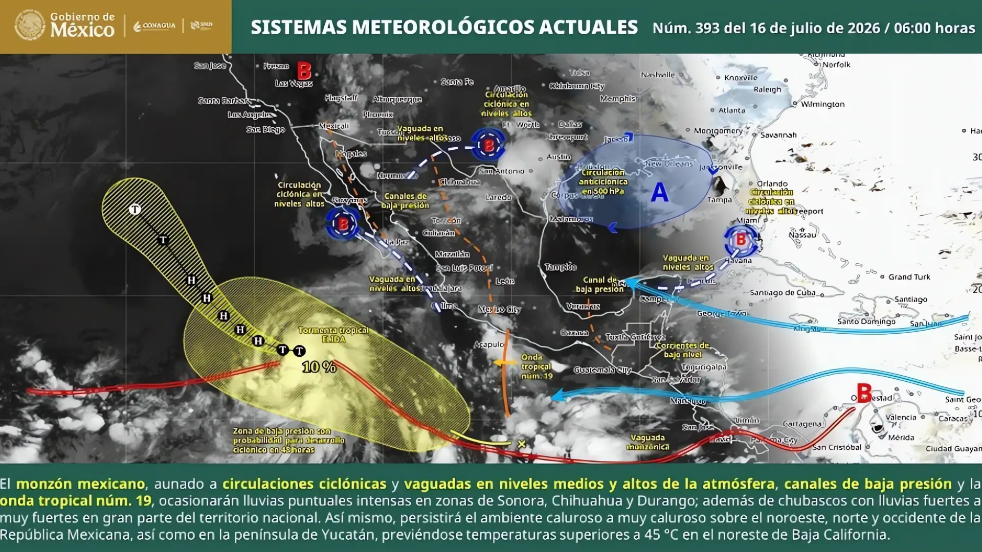 CEPC emite alerta por lluvias intensas y vientos fuertes
