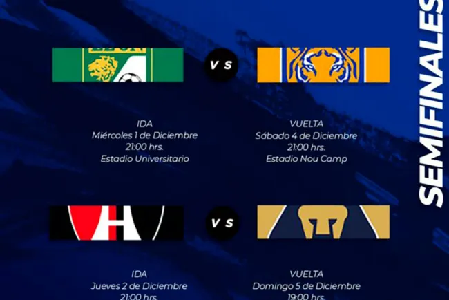 Estos son los horarios de semifinales del Apertura 2021