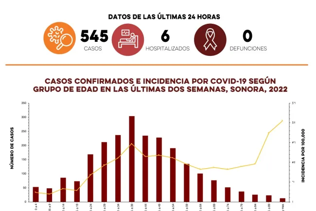 Reporta
SS 545 casos y cero defunciones por Covid-19