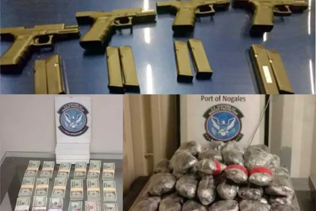 Continúan decomisos de drogas, armas y dinero en garitas de Arizona