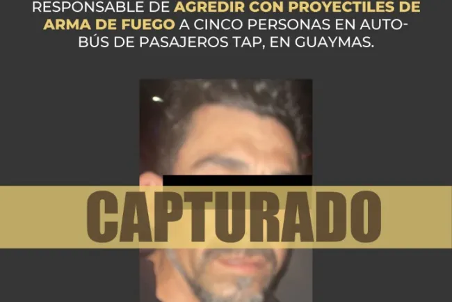 Detienen a agresor de pasajeros de autobus en Guaymas