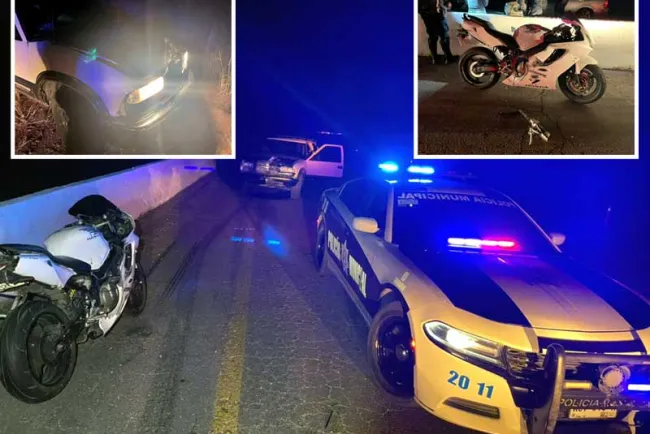 Huye conductor ebrio después de impactarse con motocicleta