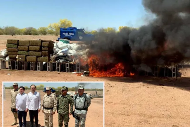 Incineran toneladas de drogas decomisadas en Sonora
