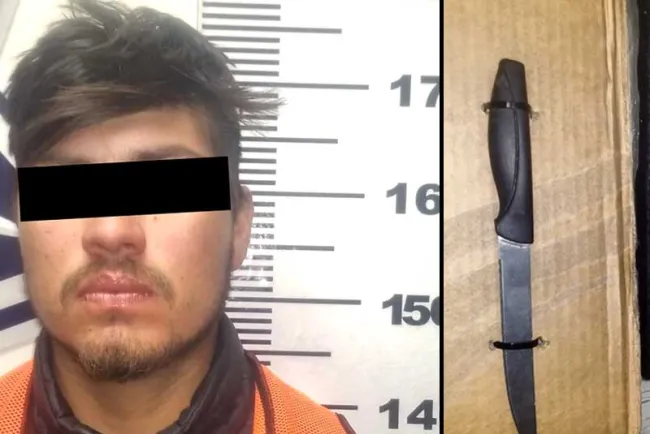 Logran detener a sujeto armado con un cuchillo