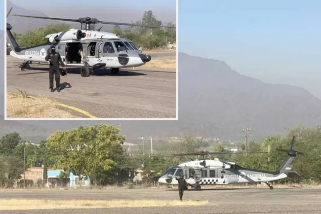 Llega helicóptero de la GN para combate de incendio en Álamos