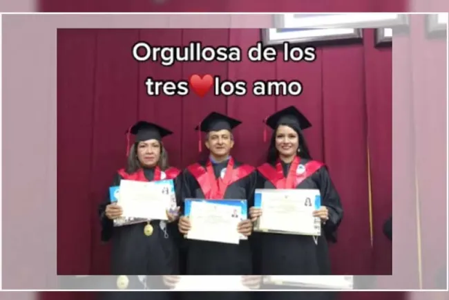 Mamá, papá e hija se gradúan al mismo tiempo; video se vuelve viral