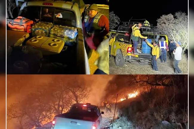 Apoyan Jepperos a bomberos en incendio forestal