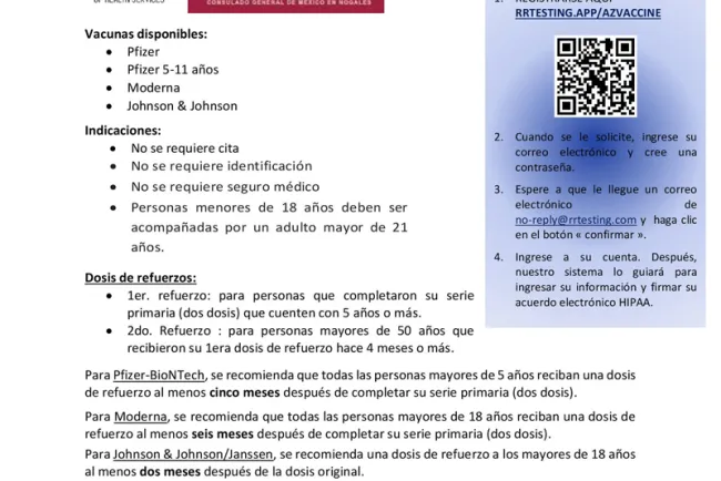 Anuncian en Az vacuna para menores de entre 6 meses y 4 años