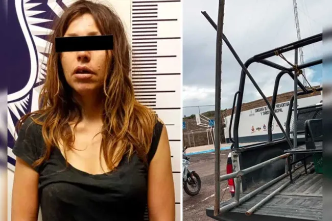 Detienen a mujer por robar estructura metálica