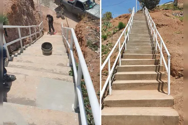 Benefician a familias con construcción de escalinatas